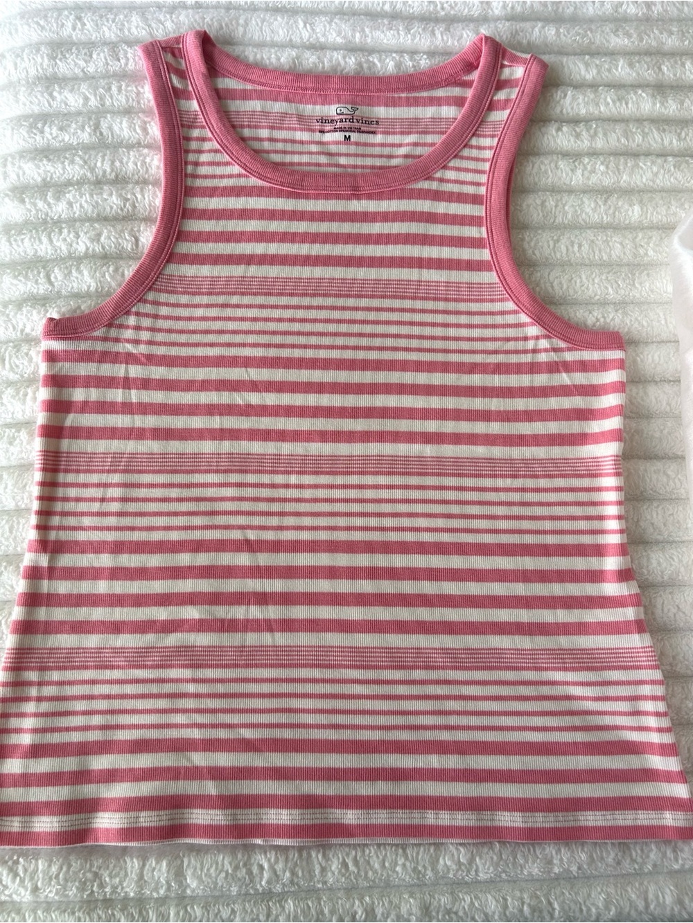 Vineyard Vines Striped Heritage Pink and White Tank Top